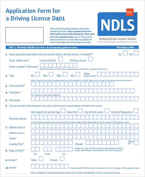application for learners licence
